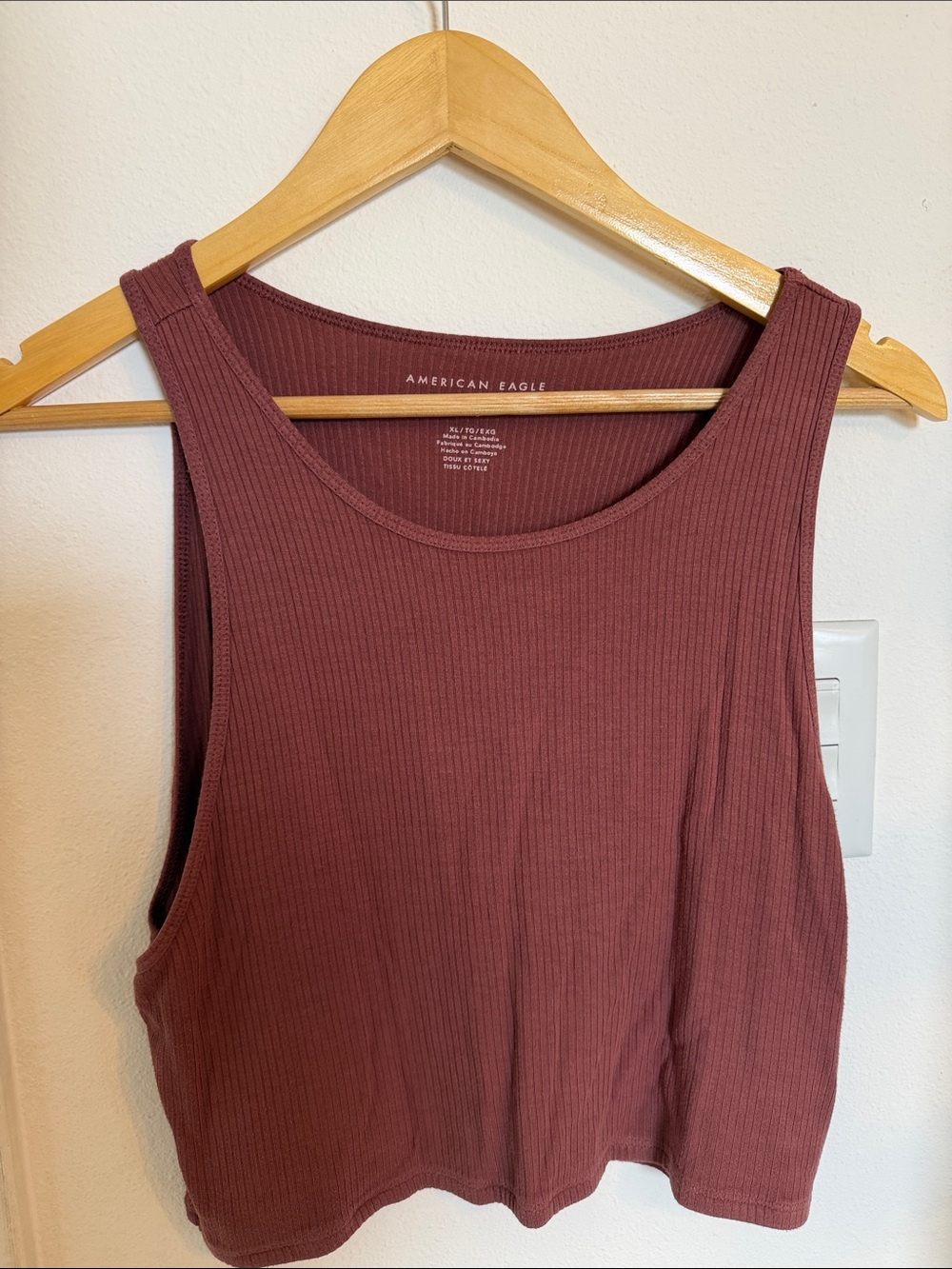 American Eagle Outfitters Ribbed Tank Top - Maroon